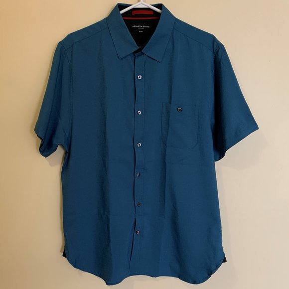 Kenneth Blake New York Men's Button Down Shirt - Short Sleeve - Blue - Size XL - Picture 2 of 8